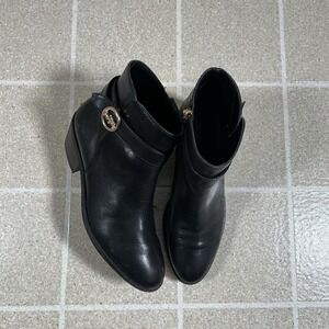 Coach FG4188 Womens 5 Debi Leather Ankle Bootie Black Gold Carriage Boho